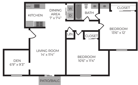 2 bed 1 bath B at The Woodridge Collection, Fairfield, OH 